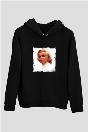 Marilyn Monroe Baskılı Unisex Siyah Hoodie
