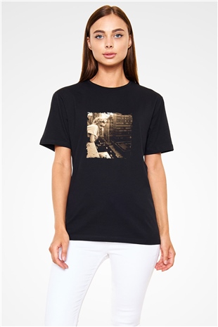 Marilyn Monroe Baskılı Unisex Siyah Tişört