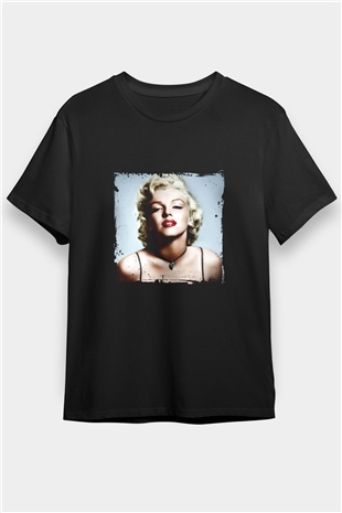 Marilyn Monroe Baskılı Unisex Siyah Tişört