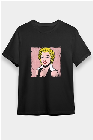 Marilyn Monroe Baskılı Unisex Siyah Tişört