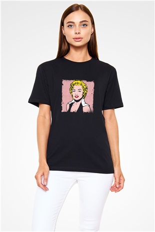 Marilyn Monroe Baskılı Unisex Siyah Tişört