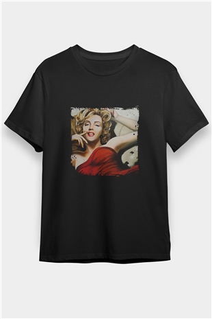 Marilyn Monroe Baskılı Unisex Siyah Tişört
