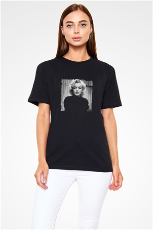 Marilyn Monroe Baskılı Unisex Siyah Tişört