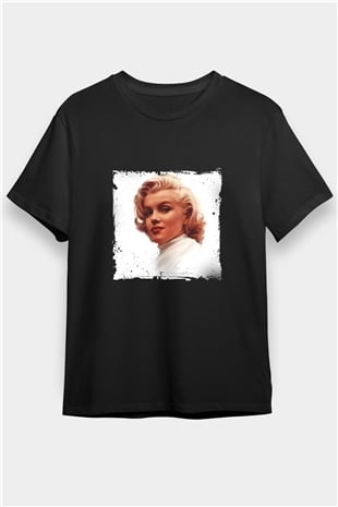 Marilyn Monroe Baskılı Unisex Siyah Tişört