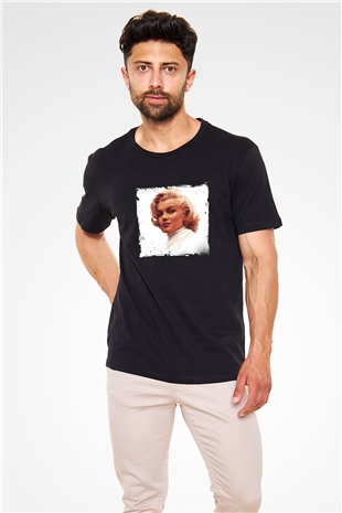 Marilyn Monroe Baskılı Unisex Siyah Tişört