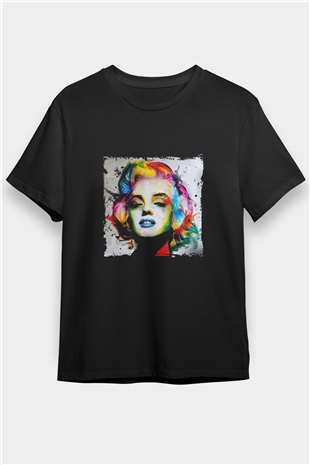 Marilyn Monroe Baskılı Unisex Siyah Tişört