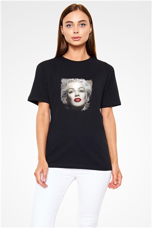 Marilyn Monroe Baskılı Unisex Siyah Tişört