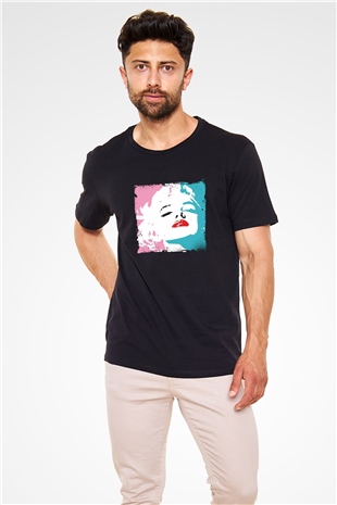 Marilyn Monroe Baskılı Unisex Siyah Tişört