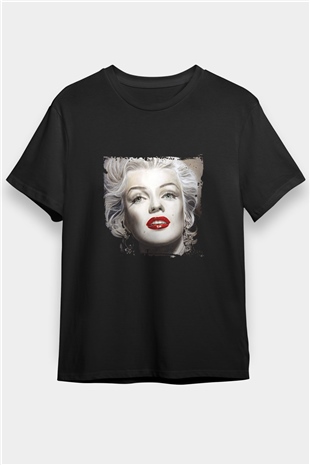 Marilyn Monroe Baskılı Unisex Siyah Tişört