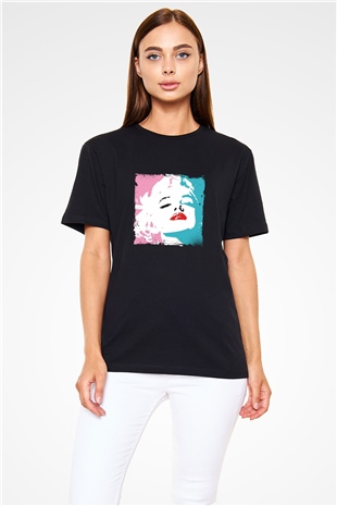 Marilyn Monroe Baskılı Unisex Siyah Tişört