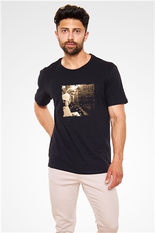 Marilyn Monroe Baskılı Unisex Siyah Tişört
