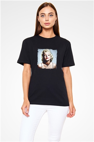 Marilyn Monroe Baskılı Unisex Siyah Tişört