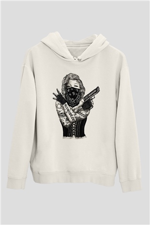 Marilyn Monroe Beyaz Unisex Kapşonlu Sweatshirt