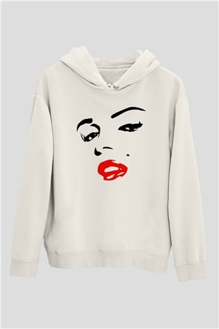 Marilyn Monroe Beyaz Unisex Kapşonlu Sweatshirt