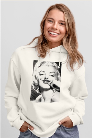 Marilyn Monroe Beyaz Unisex Kapşonlu Sweatshirt