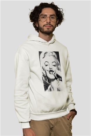 Marilyn Monroe Beyaz Unisex Kapşonlu Sweatshirt