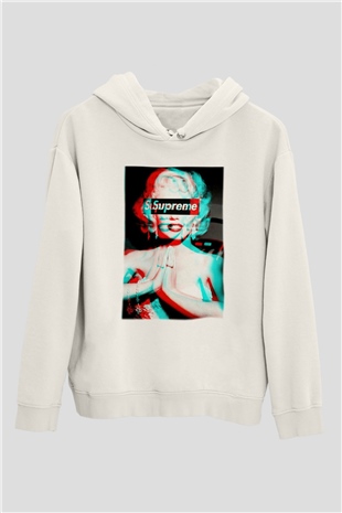 Marilyn Monroe Beyaz Unisex Kapşonlu Sweatshirt