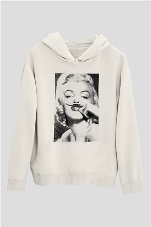 Marilyn Monroe Beyaz Unisex Kapşonlu Sweatshirt