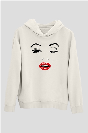 Marilyn Monroe Beyaz Unisex Kapşonlu Sweatshirt