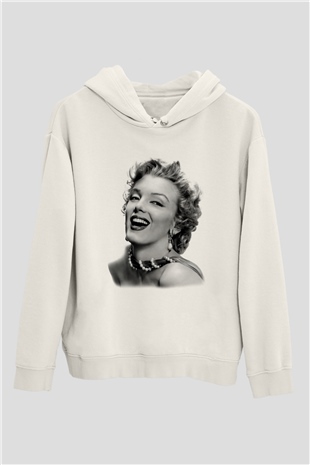 Marilyn Monroe Beyaz Unisex Kapşonlu Sweatshirt