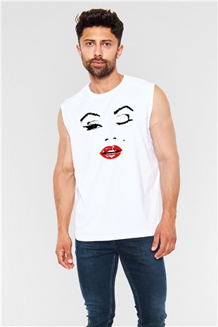 Marilyn Monroe Beyaz Unisex Kolsuz Tişört