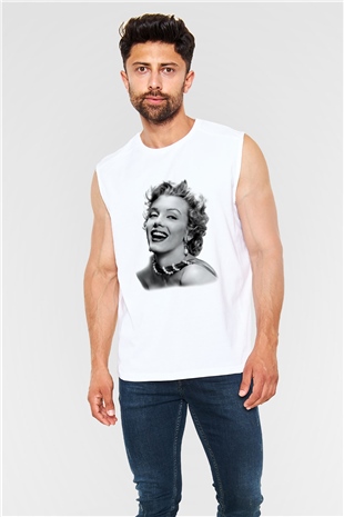 Marilyn Monroe Beyaz Unisex Kolsuz Tişört