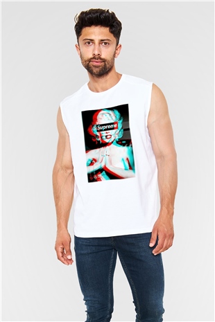 Marilyn Monroe Beyaz Unisex Kolsuz Tişört