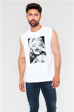 Marilyn Monroe Beyaz Unisex Kolsuz Tişört