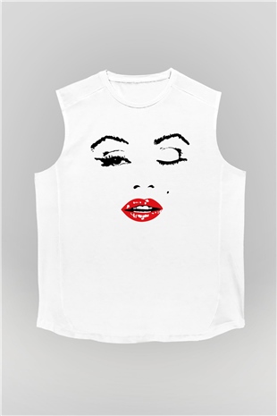 Marilyn Monroe Beyaz Unisex Kolsuz Tişört