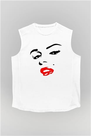 Marilyn Monroe Beyaz Unisex Kolsuz Tişört