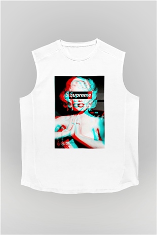 Marilyn Monroe Beyaz Unisex Kolsuz Tişört