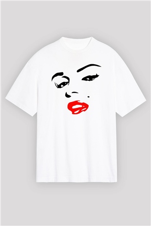 Marilyn Monroe Beyaz Unisex Oversize Tişört T-Shirt