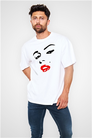 Marilyn Monroe Beyaz Unisex Oversize Tişört T-Shirt