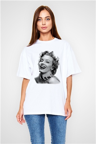 Marilyn Monroe Beyaz Unisex Oversize Tişört T-Shirt