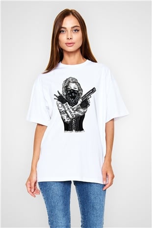 Marilyn Monroe Beyaz Unisex Oversize Tişört T-Shirt