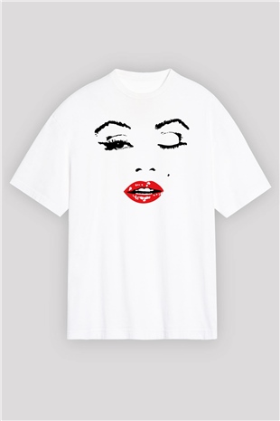 Marilyn Monroe Beyaz Unisex Oversize Tişört T-Shirt