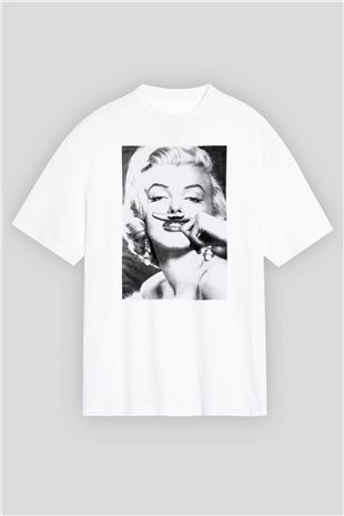 Marilyn Monroe Beyaz Unisex Oversize Tişört T-Shirt