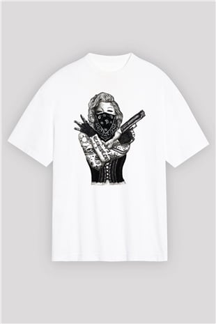 Marilyn Monroe Beyaz Unisex Oversize Tişört T-Shirt
