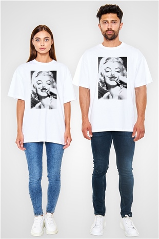 Marilyn Monroe Beyaz Unisex Oversize Tişört T-Shirt