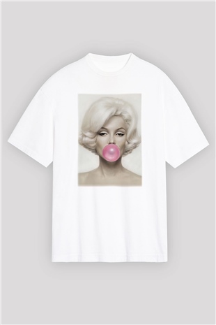 Marilyn Monroe Beyaz Unisex Oversize Tişört T-Shirt