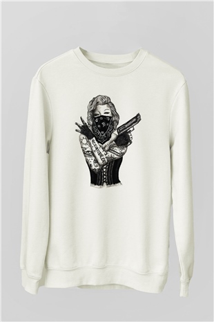 Marilyn Monroe Beyaz Unisex Sweatshirt