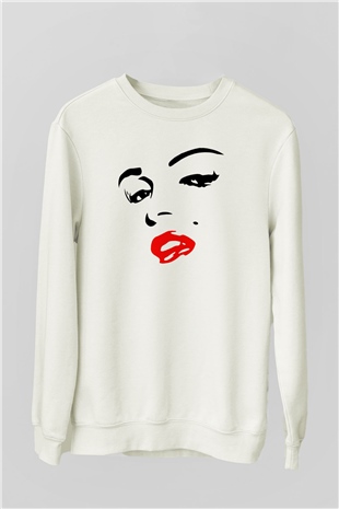 Marilyn Monroe Beyaz Unisex Sweatshirt