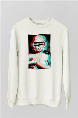 Marilyn Monroe Beyaz Unisex Sweatshirt