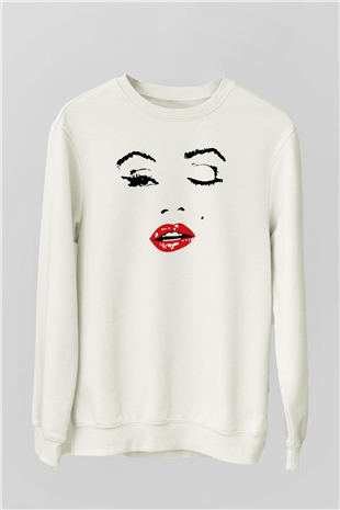 Marilyn Monroe Beyaz Unisex Sweatshirt