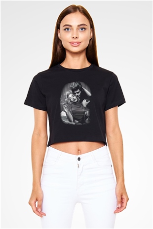 Marilyn Monroe Siyah  Crop Top Tişört