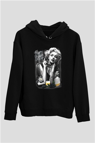 Marilyn Monroe Siyah Unisex Hoodie