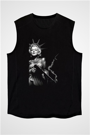 Marilyn Monroe Siyah Unisex Kolsuz Tişört