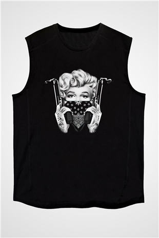 Marilyn Monroe Siyah Unisex Kolsuz Tişört