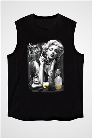 Marilyn Monroe Siyah Unisex Kolsuz Tişört