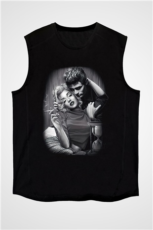 Marilyn Monroe Siyah Unisex Kolsuz Tişört